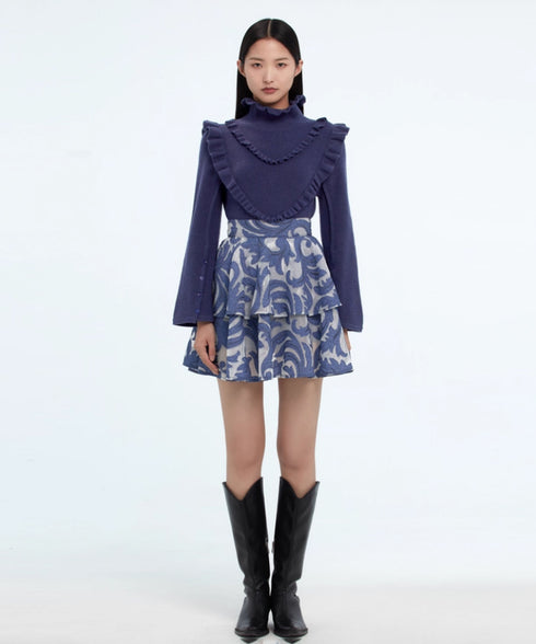 Ruffle Shoulder Knit Top