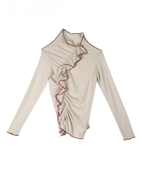 Ruffle Spiral Highneck Top