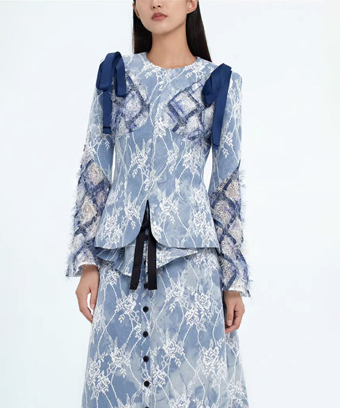 Lace Overlay Ribbon Jacket