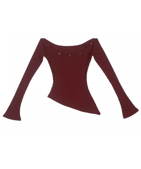 Feather Trim Offshoulder Knit Top