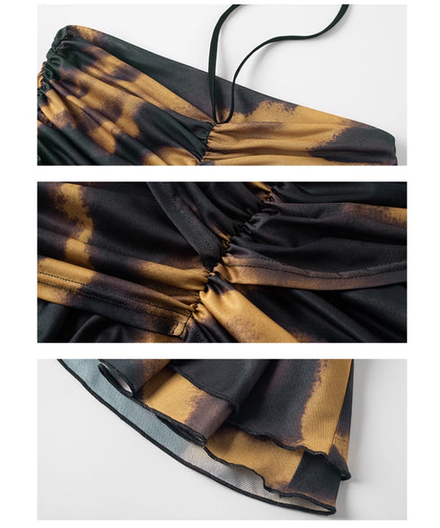 Smoke Dye Ruched Flounce Skirt