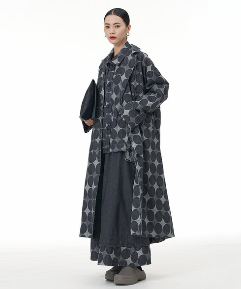 Dot Jacquard Long Coat