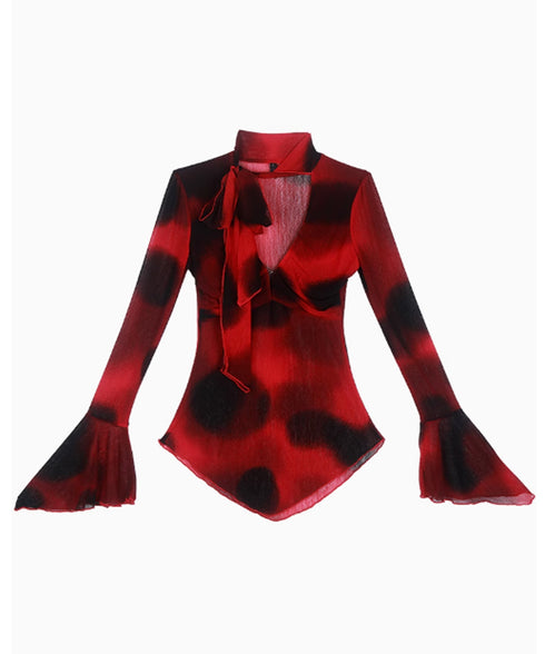 Low-neck Bow See-through Top