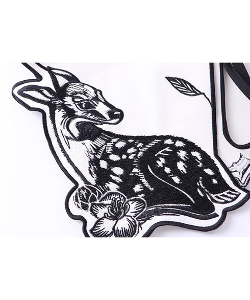 Deer Embroidery Collar Blouse