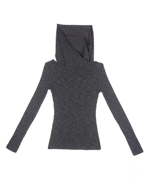 Hooded Rib Drape Top