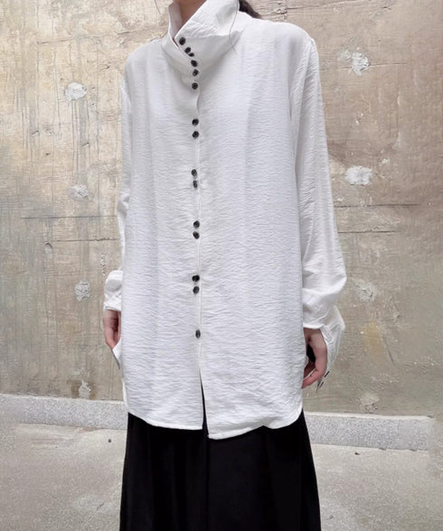 Column Button Long Blouse