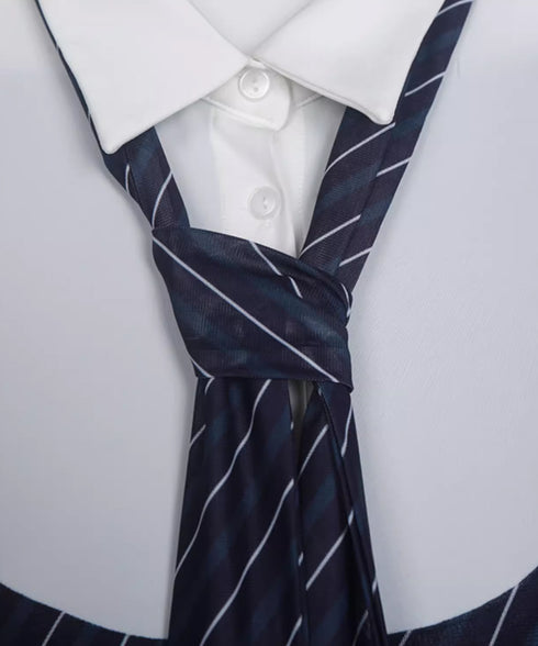 Diagonal Striped Tie Blouse