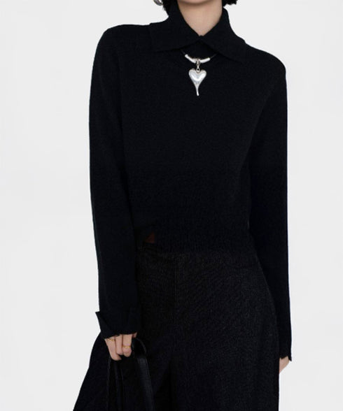 High Collar Slim Knit Top