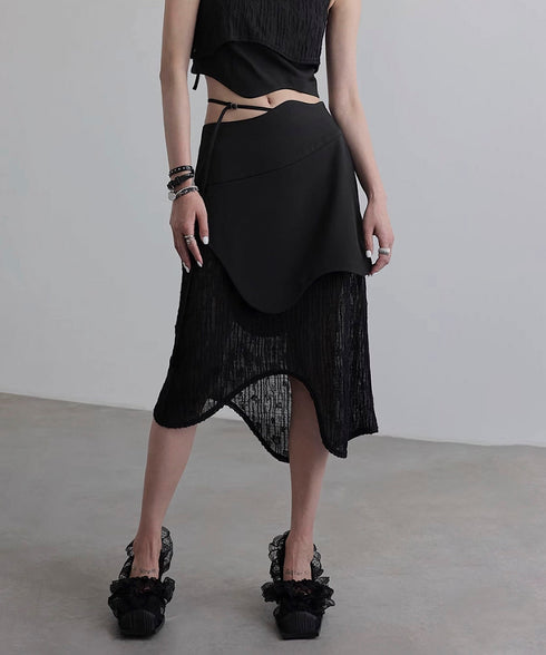 Wave Line Patchwork Skirt