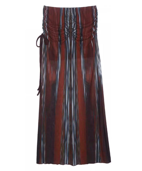 Striped Slit Drawstring Skirt