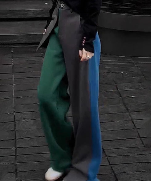 Contrast Color Straight Pants