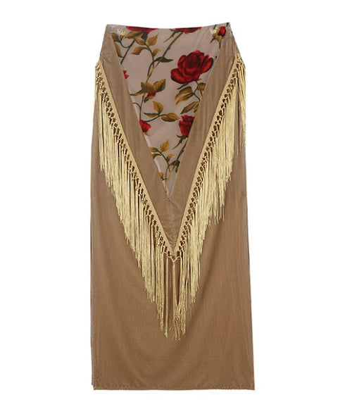 Flower Layered Tassel Skirt