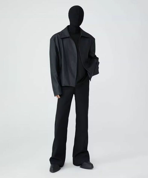 Buttonless Faux Leather Jacket