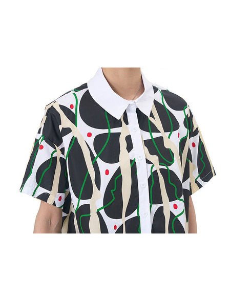 Contrasting Print Blouse