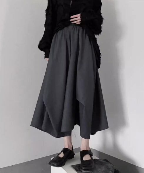 Layered Draped Midi Skirt