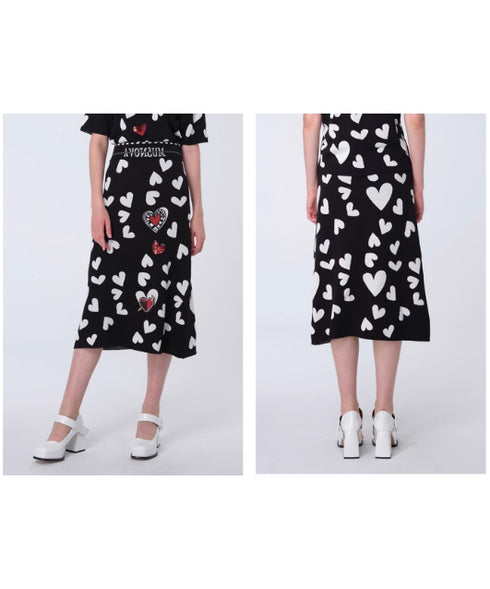 Heart Pattern Knit Skirt
