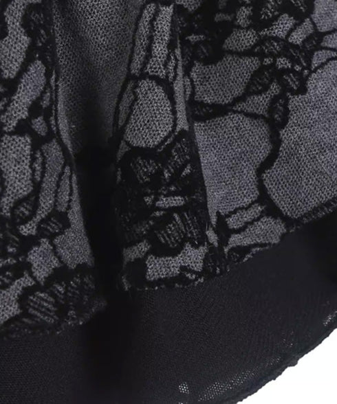 Lace Veil Ruffle Maxi Dress