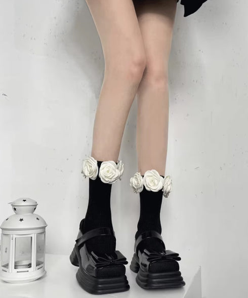 Floral Crown Rib Socks