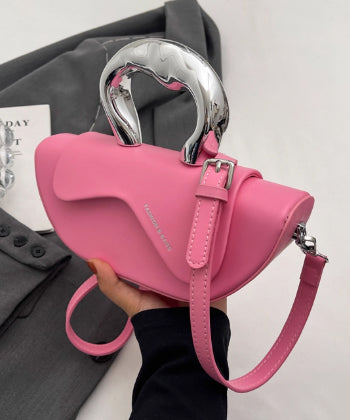Metal Curve Handle Shell Bag