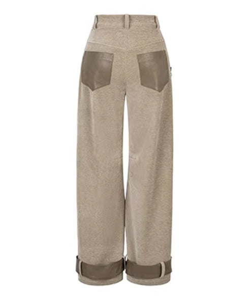 Coated Panel Wide Leg Pants