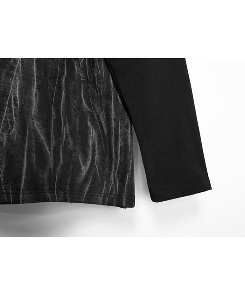 Faux Two-piece High Collar Top