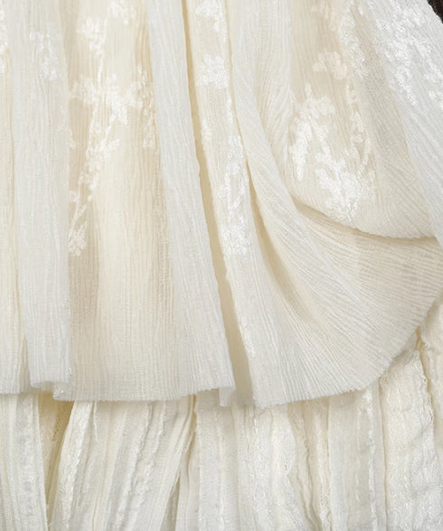 Pinstripe Lace Hem Skirt