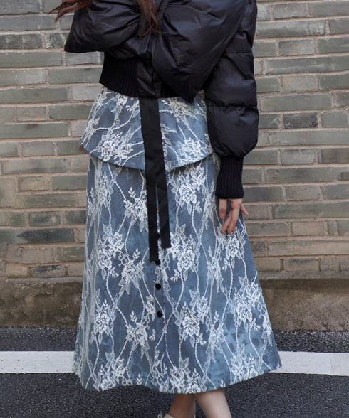 Layered Panel Check Wrap Skirt