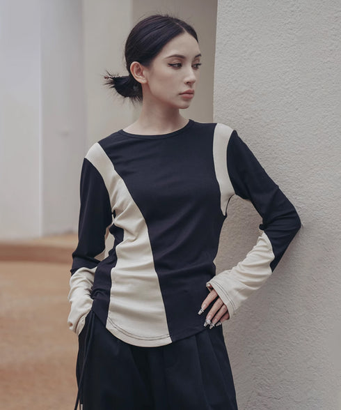 Neutral Color Blocking Top