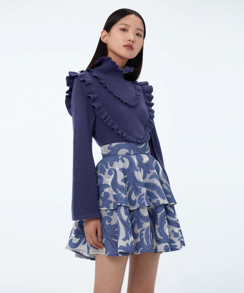 Ruffle Shoulder Knit Top