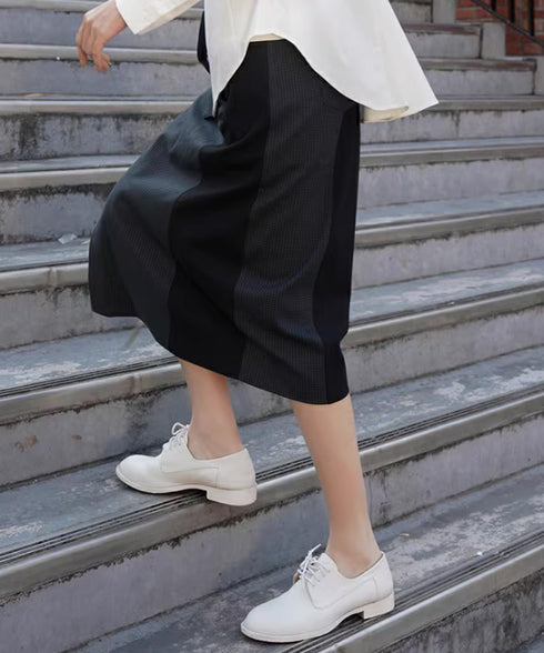 Layered Panel Check Wrap Skirt