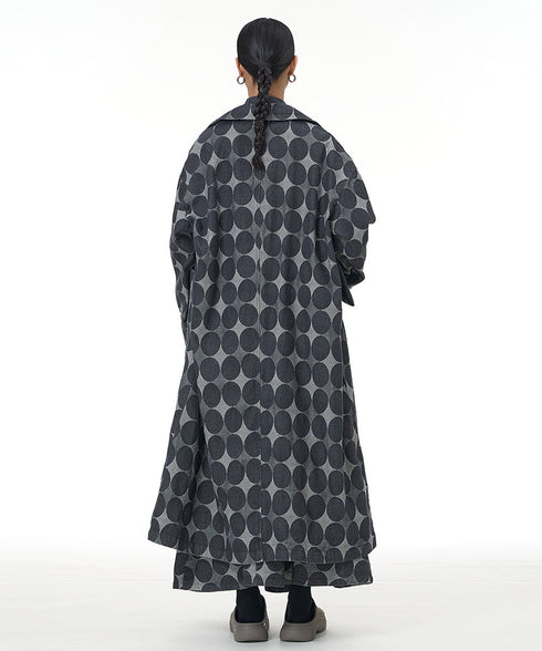 Dot Jacquard Long Coat