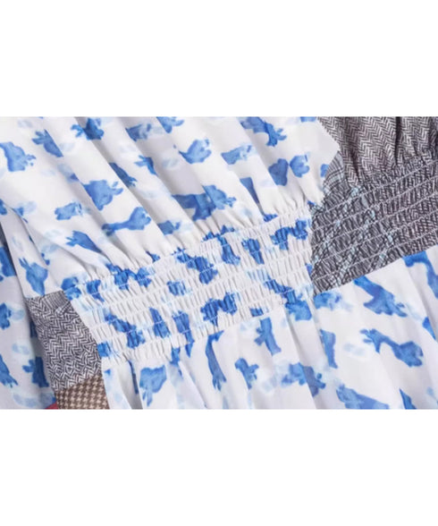 Retro Block Irregular Dress