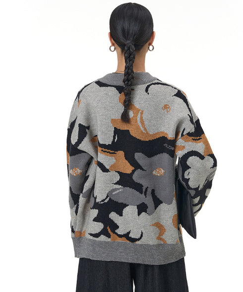 Abstract Pattern Knit Cardigan