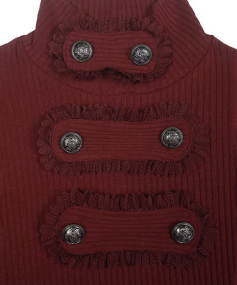 Fringe Button Rib Knit Top