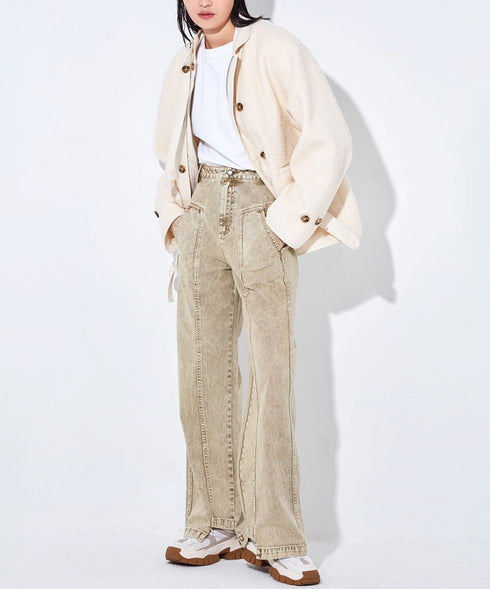 Washed Panel Denim Pants