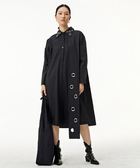Grommet Strap Shirt Dress