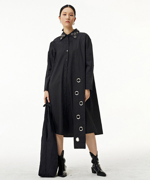 Grommet Strap Shirt Dress