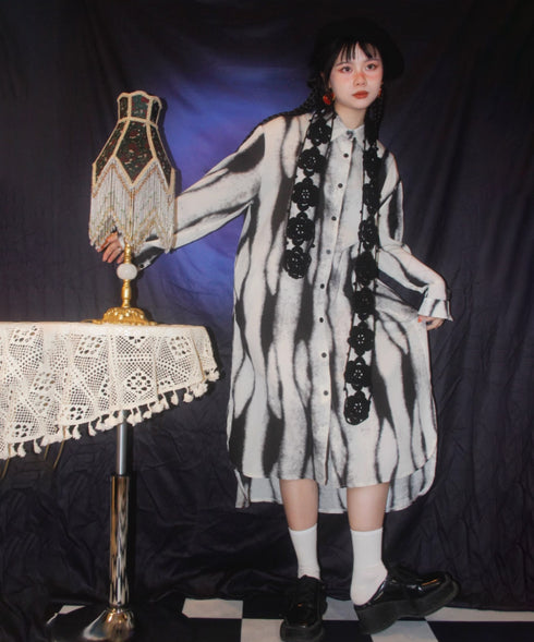 Monochrome Shadow Shirt Dress