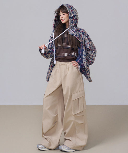 Washed Check Hooded Jacket