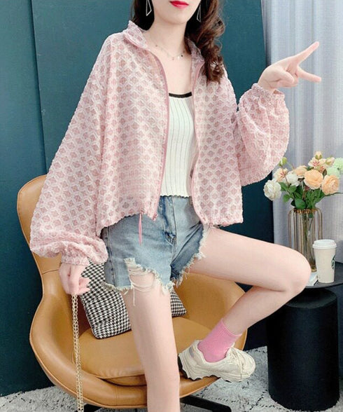 Mesh Bloom Zip Cardigan