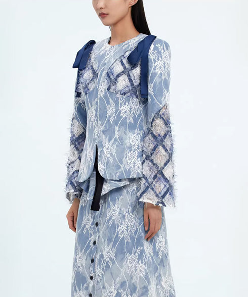 Lace Overlay Ribbon Jacket