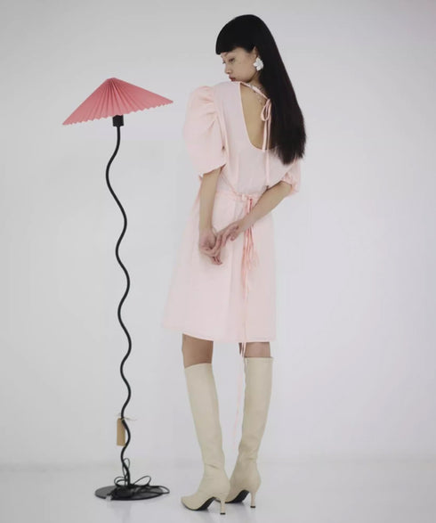 Scallop Puff Sleeve Dress