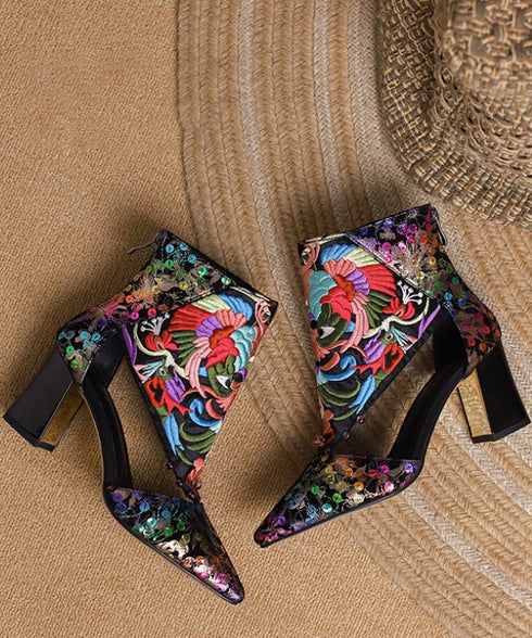 Ornate Sequin Tapestry Heels