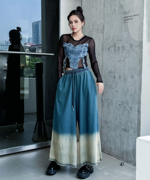 Gradient Contrast Color Denim