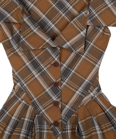 Plaid Fold Line Dress