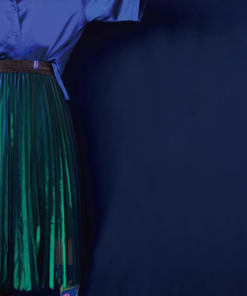 Polarized Pleated Flare Skirt