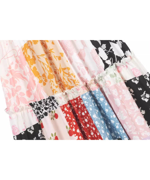 Patchwork Halter Maxi Dress