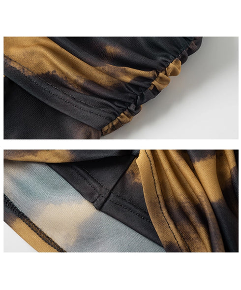 Ruched Off Shoulder Mesh Top