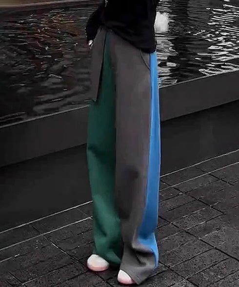 Contrast Color Straight Pants