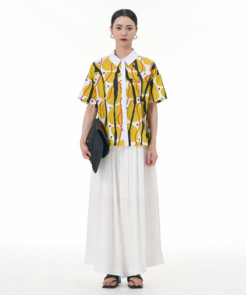 Contrasting Print Blouse